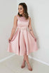 A-Line Pink Satin Backless Short Prom Dress Homecoming Dress PD311