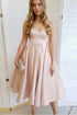 A-Line Satin Sweetheart Tea Length Homecoming Dress Short Prom Dress PD414