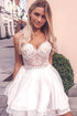 A-Line Spaghetti Straps Tiered White Homecoming Dress with Appliques PD405