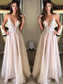 A-Line/Elegant Spaghetti Straps Sleeveless Applique Chiffon Prom Dresses