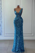 Off The Shoulder Sleeveless Mermaid Long Prom Gown with Sequins