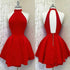 High Collar Red Short Party Dress Back To School Dress Red Homecoming Dress Y30