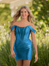 Sheath Off the Shoulder Short Satin Homecoming Dress