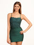 Dark Green Bodycon Spaghetti Straps Short Homecoming Dress with Appliques