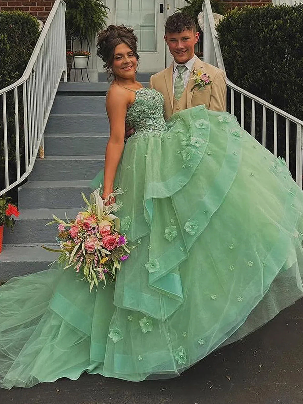 Azurena Azurena | Ball Gown Sweetheart Sage Green Tulle Long Prom Dresses with ...
