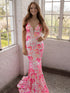 Bailey | Pink V Neck Sequin Lace Mermaid Prom Dress