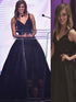 Ball Gown Sleeveless V-neck Beading Satin Prom Dresses