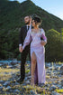 Beautiful Long Lilac Column Jewels Long Sleeves Prom Dress With Slit