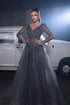 Beautiful Sequined V-neck A-line Sleeveless Prom Dress With Long Sleeves