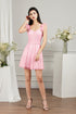 Pink Short A-line Sweetheart Tulle Beading Formal Prom Dresses