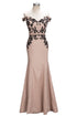 Cap Sleeves Mermaid Long Off-shoulder Applique Prom Dresses