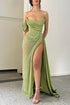 Charming Floor Length One-Shoulder A Line Prom Dress with Split