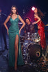 Charming Long Mermaid V-neck Straps Sequined Sleeveless prom Dress With Slit