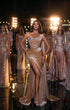Charming Sleeveless Split Mermaid Prom Dress Beadings Slim Party Gown