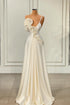 Charming White Asymmetrical Satin Prom Dress with Ruffles