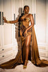 Chic Floor Length Sleeveless Mermaid Satin Prom Dress with Split