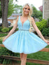 Short A-Line Tulle Open Back Lace Homecoming Dress