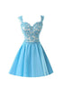 Chiffon Applique Homecoming Dresses Short Prom Dresses With Straps PG091