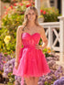 A Line  Fuchsia Tulle Strapless Homecoming Dress