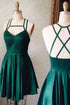 Cute A-line Short Green Satin Homecoming Dress Party Dress PD127
