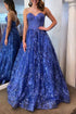 Allyson | Sweetheart Blue Sequin Lace Corest Long Dresses