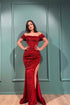 Long Mermaid Off the Shoulder Sequined Evening Prom Dresses with Slit