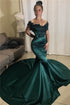 Dark Green Long Off-the-shoulder Mermaid Evening Dresses