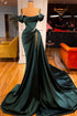 Dark Green Long Off-the-Shoulder Mermaid Prom Dress with Slit