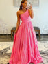 Charlee |A-Line One Shoulder Sequins Prom Dress with Pockets