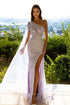 Designer One Shoulder Sequined Sleeveless Prom Dress With Slit