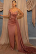 Dusty Rose One Shoulder Long Glitter Slit Mermaid Prom Dresses