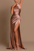 High Slit Halter Sleeveless Mermaid Prom Dress