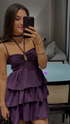 Cute Halter Grape Homecoming Dress Birthday Outfit Short Prom Dress Y7597