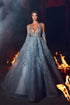 Elegant Long A-line V-neck Straps Lace Sequined Prom Dress