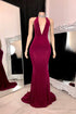 Elegant Long Mermaid Halter Sleeveless V-neck Prom Dress