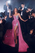Elegant Long Mermaid Spaghetti Straps Sequined Formal Prom Dresses With Slit