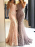 Elegant Long Mermaid Sweetheart Spaghetti-Straps Lace Appliques Prom Dress