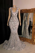 Elegant Long Mermaid V-neck Sleeveless Prom Dress With Applique