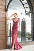 Elegant Mermaid Rose Straps Glitter Sleeveless Prom Dress With Slit