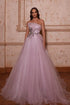 Elegant Pink A-line Tulle Sleeveless Prom Dress With Beads