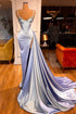 Elegant Split Front Sleeveless V-neck Spaghetti Strap Prom Dress