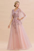 Elegant Tulle A-line Floral Wedding Dress Puffy Long Sleeves Evening Party Dress