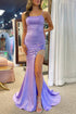 Ency | Glitter Lavender Beaded Lace-Up Mermaid Long Gown