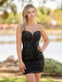 Sweetheart Black Sequin Short Homecoming Dresses
