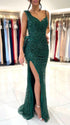Green Sequins Mermaid Prom Dress,Glamorous Green Evening Dress  Y1902