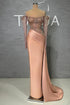 Glamorous Long Mermaid Off-the-shoulder Satin Beading Pearls Prom Dress with Long Sleeves