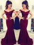 Gorgeous Mermaid Off-the-Shoulder Sleeveless Lace Elastic Woven Satin Prom Dresses