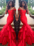 Gorgeous Mermaid Sleeveless Off-the-Shoulder Satin Layers Prom Dresses