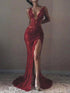 Gorgeous Mermaid Sleeveless V-neck Lace Tulle Prom Dresses
