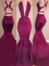 Gorgeous Mermaid V-Neck Stretch Crepe Sleeveless Applique Prom Dresses